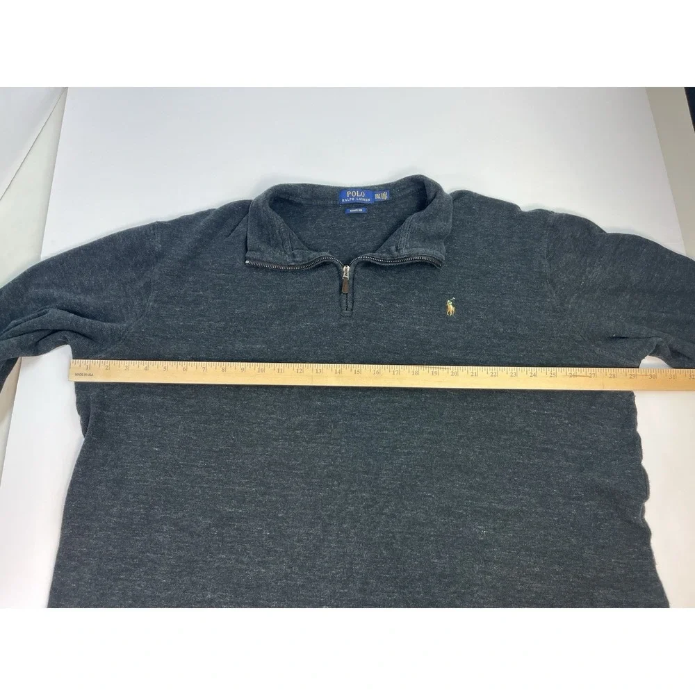 Polo Ralph Lauren Sweater Mens 2XL Gray Estate Rib Quarter Zip Pullover Pony